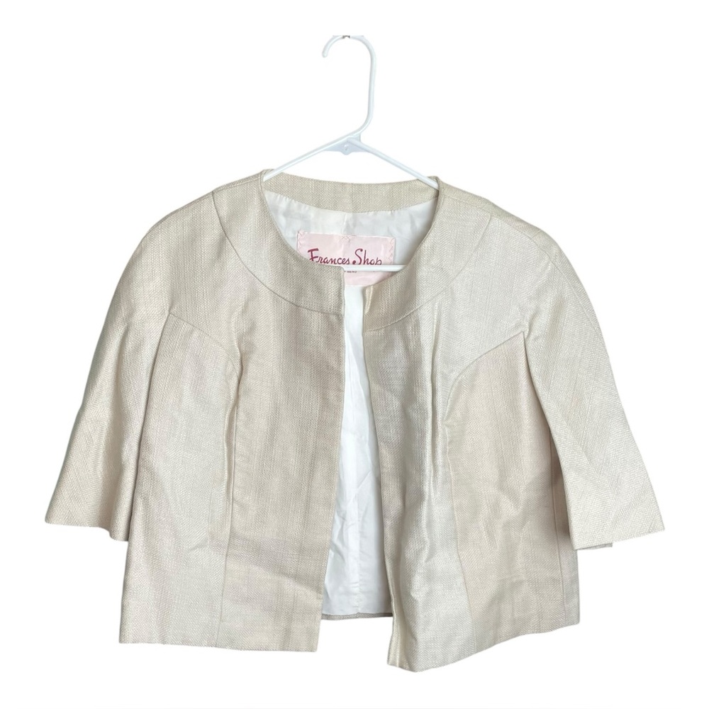 FRANCES SHOP 1960-1970s Vintage Short Half Blazer Jacket Beige Medium
